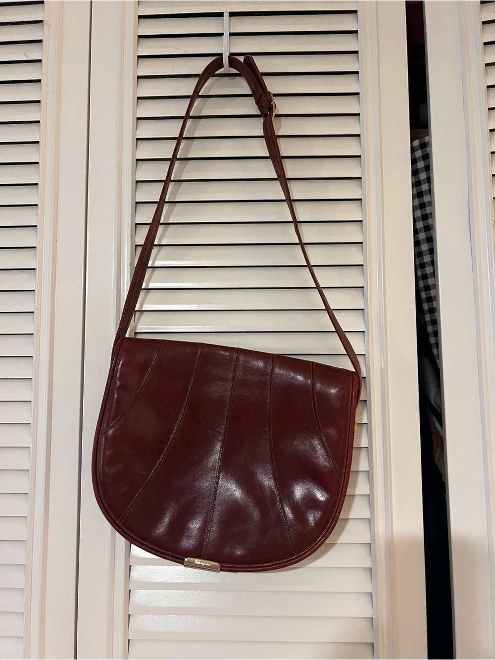 Salvatore Ferragamo Burgundy Saddle Shoulder Bag